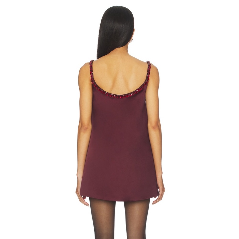 Retrofete Burgundy Embellished Mini Dress Reilly Dress in Port - Picture 3 of 9